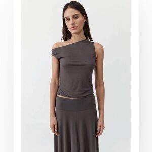 St. Agni Charcoal One-Shoulder Blouse